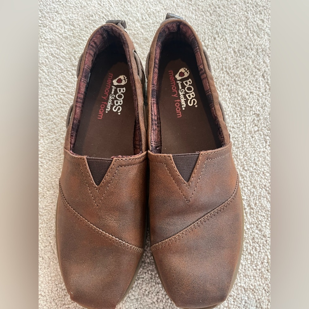 BOBS by Skechers Brown Slip-On Memory Foam Shoes